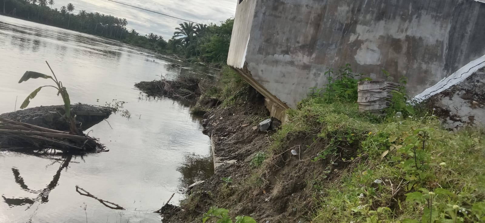 Abrasi Tebing  Sungai Ancam Abutmen Jembatan Gantung Pasie Meurapat