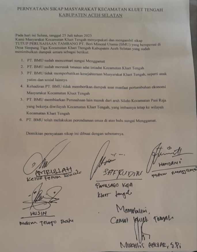 Polimik Tambang di Aceh Selatan Telah Menuai Pro dan Kontra di Tengah Masyarakat