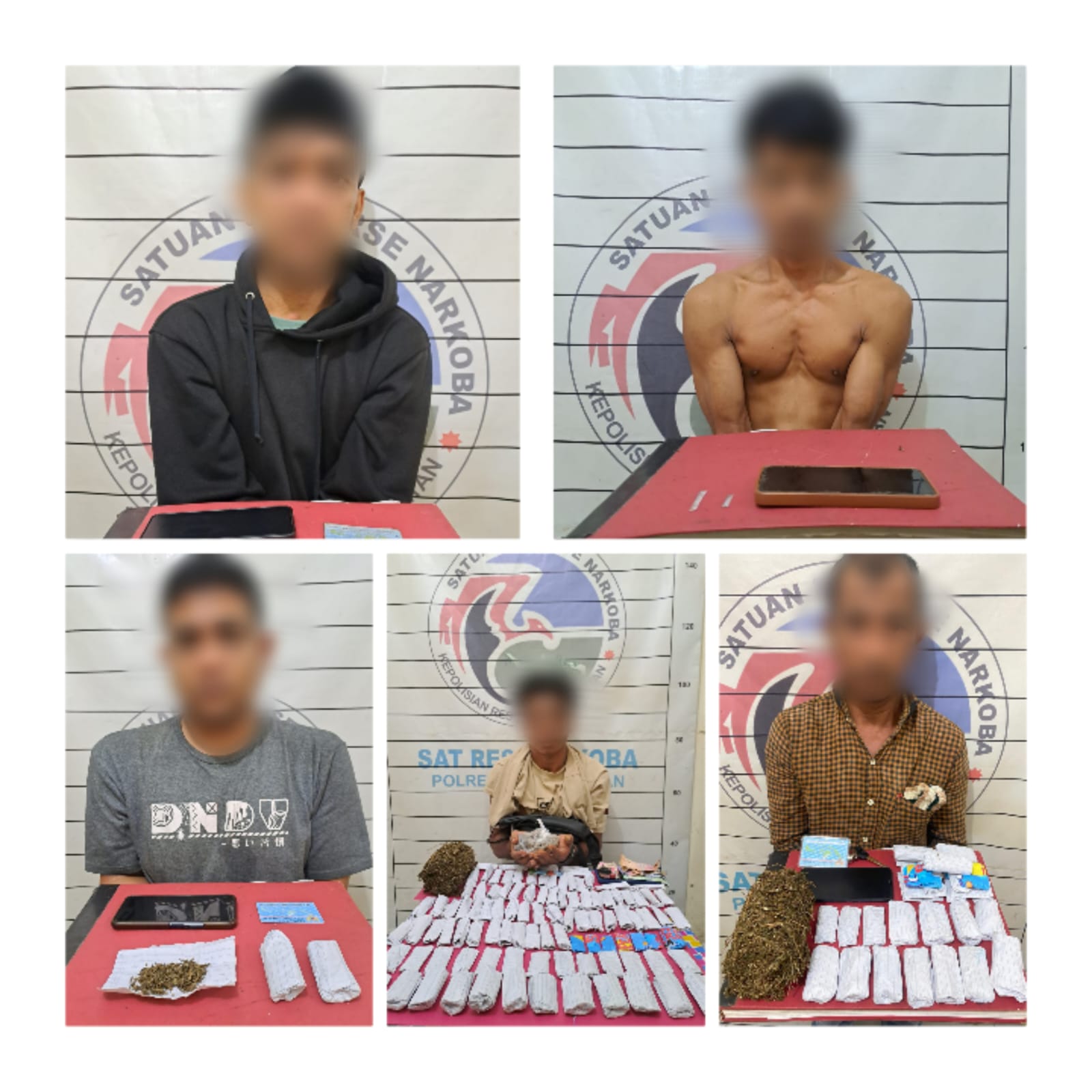 Satresnarkoba Polres Aceh Selatan Amankan 5 orang Pelaku Penyalahgunaan Narkoba Dalam Satu Malam.