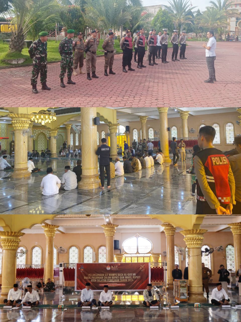 Puluhan Personil Polres Aceh Selatan Diterjunkan untuk Pengamanan Tes Baca Alquran Calon Bupati dan Wakil Bupati Aceh Selatan
