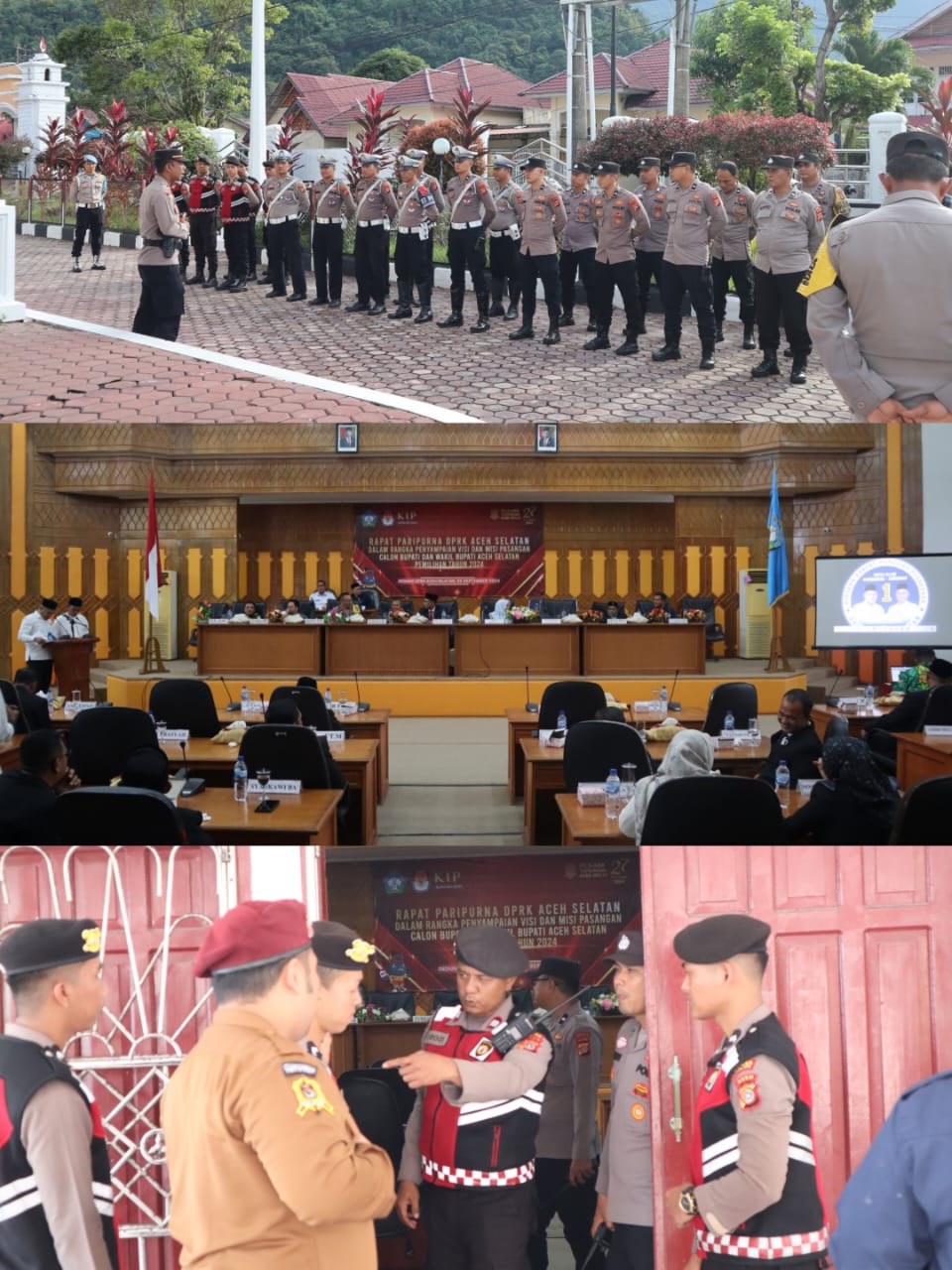 Penyampaian Visi – Misi Calon Bupati Wabup Pilkada 2024, Polres Aceh Selatan Kerahkan Puluhan Personel Pengamanan