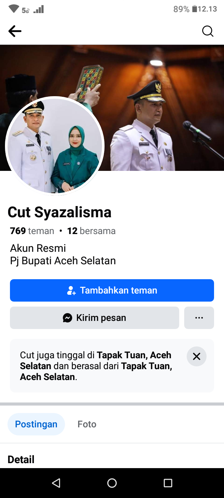 Awas! Ada Akun FB Catut Nama dan Foto Pj. Bupati Aceh Selatan