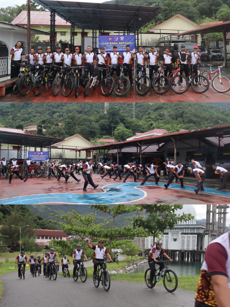 Senam Sehat dan Sepeda Santai Meriahkan Hari Lalu Lintas Bhayangkara ke-69 Polres Aceh Selatan.