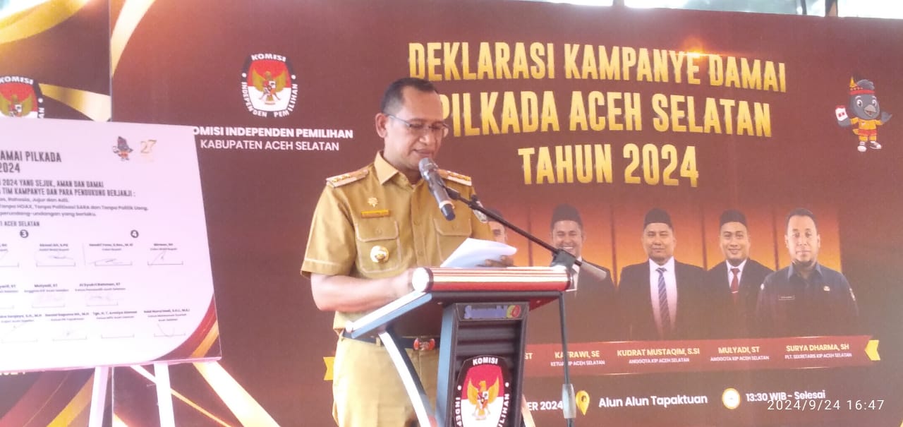 Pj Bupati Aceh Selatan : “Deklarasi Kampanye Damai Bukan Sekedar Formalitas dan Seremonial Belaka”