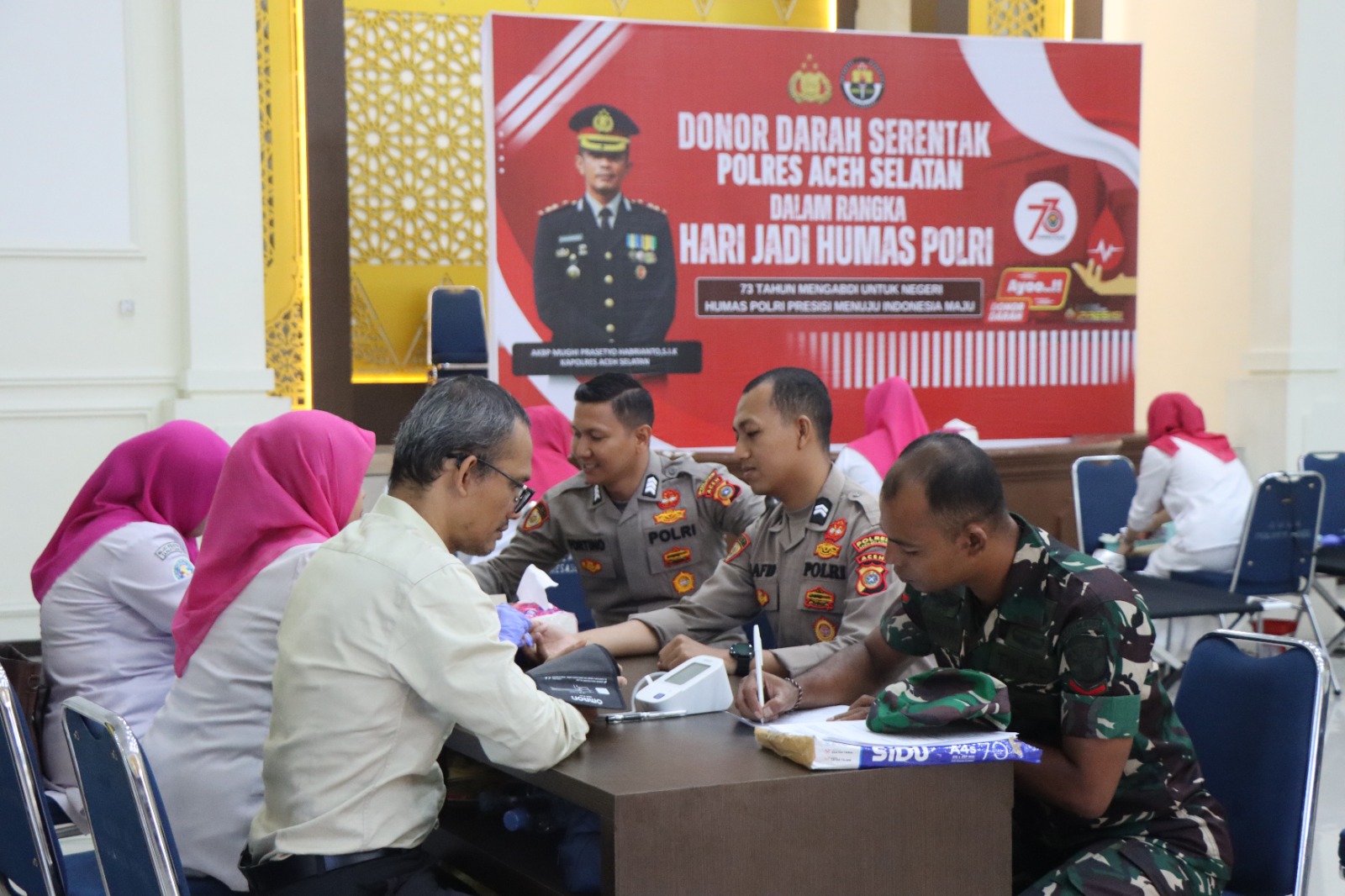 Polres Aceh Selatan Gelar Donor Darah Dalam Rangka Hari Jadi Humas Polri 73