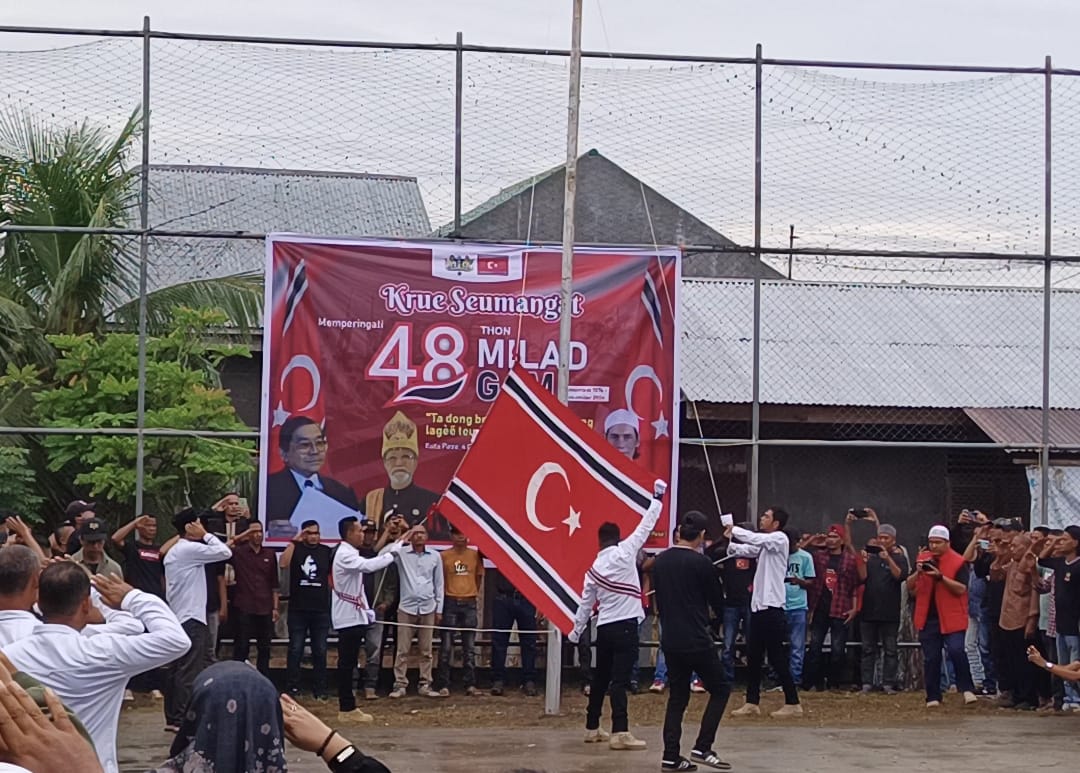 Milad GAM Ke-48, Bendera Bulan Bintang Berkibar di Kuta Pasee
