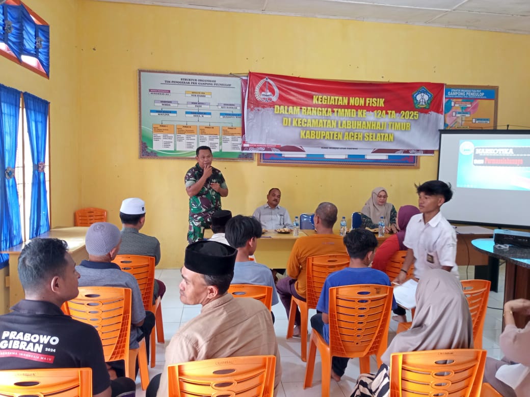 ‎Sasar Sasaran Non Fisik, Satgas TMMD 124 Kodim 0107/Aceh Selatan Gelar Penyuluhan Narkoba