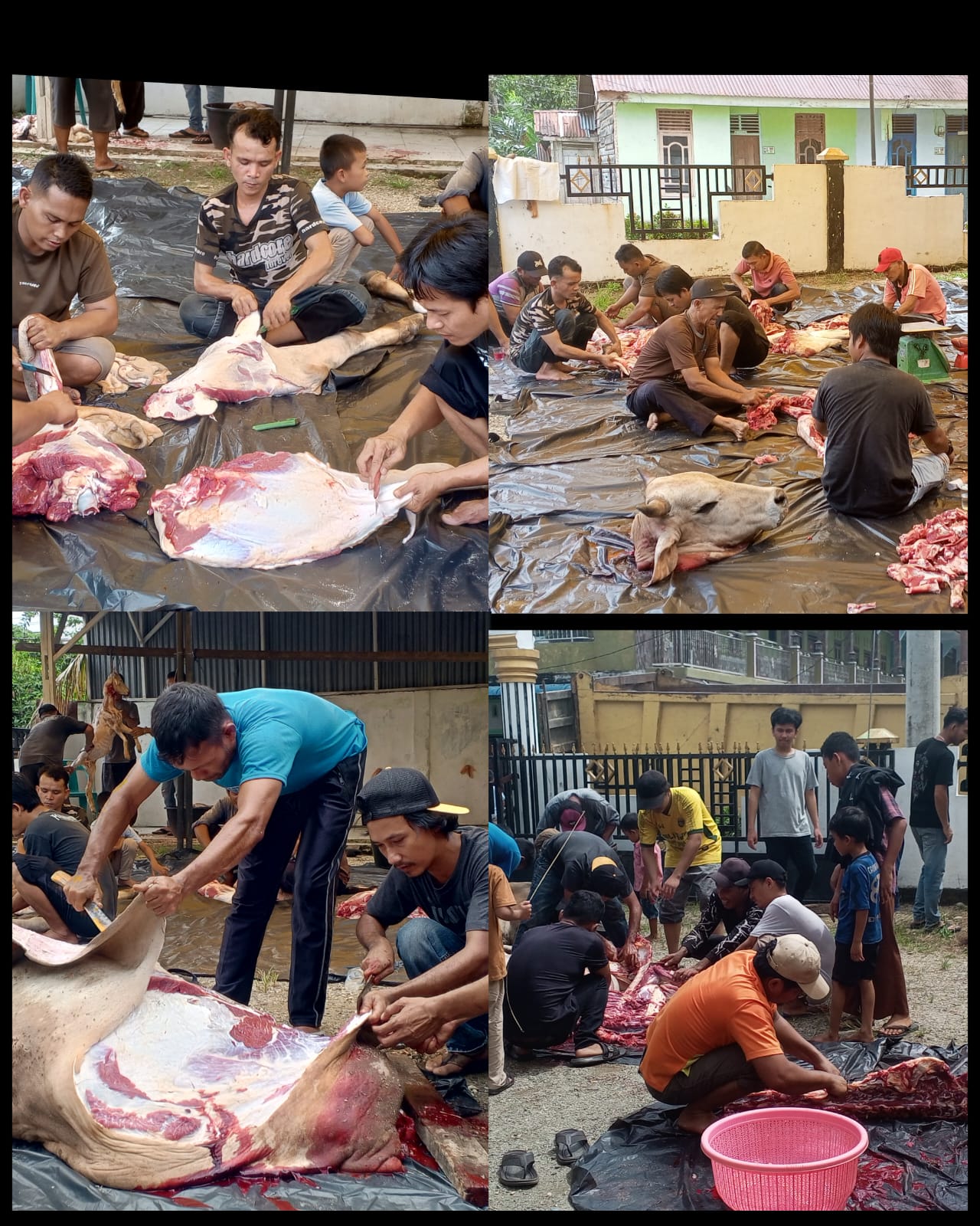 Masyarakat Dusun Indah Subulussalam Utara Bergotong Royong Menyelesaikan Pelaksanaan Hewan Qurban