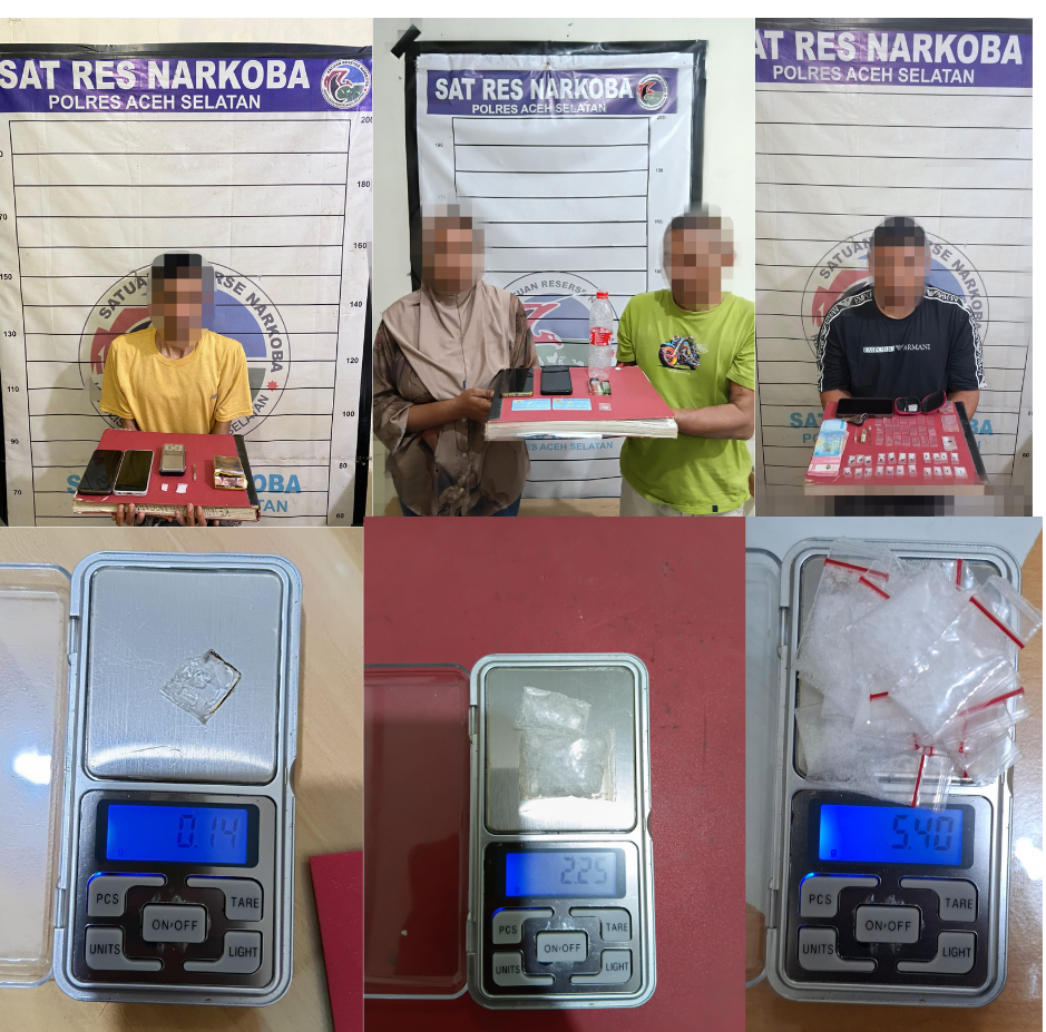 Tiga Hari, Tiga Kasus: Satresnarkoba Polres Aceh Selatan Ungkap Peredaran Sabu