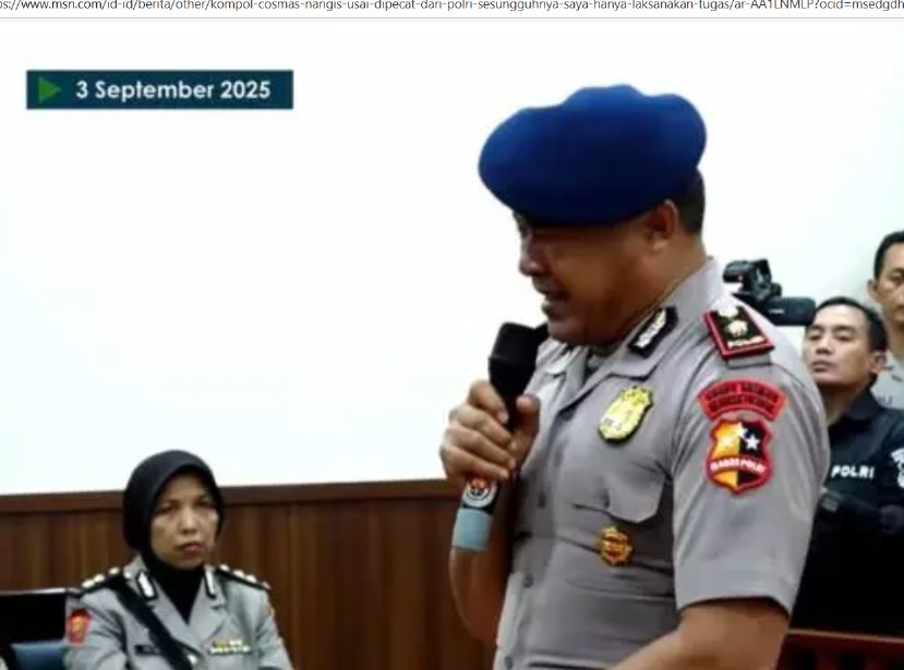 Kompol Cosmas Nangis usai Dipecat dari Polri: Sesungguhnya Saya Hanya Laksanakan Tugas